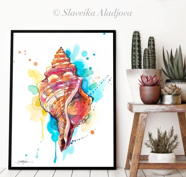 Seashell watercolor painting print by Slaveika Aladjova Seashell watercolor painting print by Slaveika Aladjova