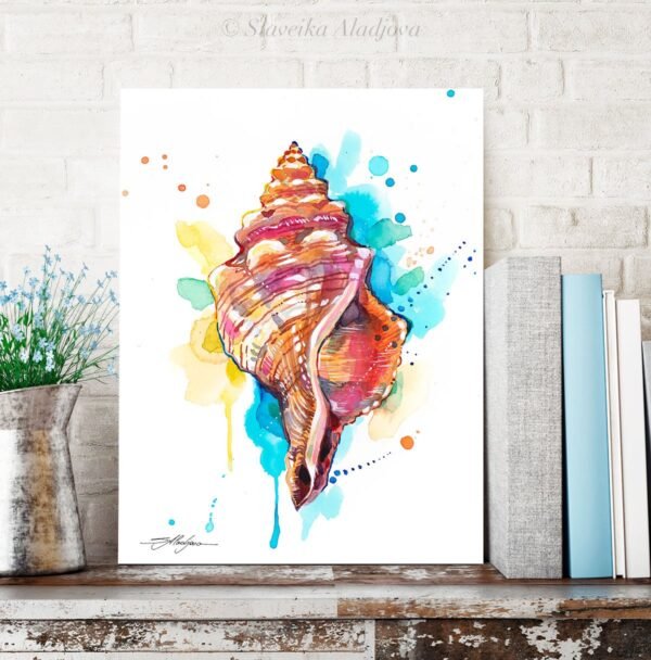 Seashell watercolor painting print by Slaveika Aladjova Seashell watercolor painting print by Slaveika Aladjova