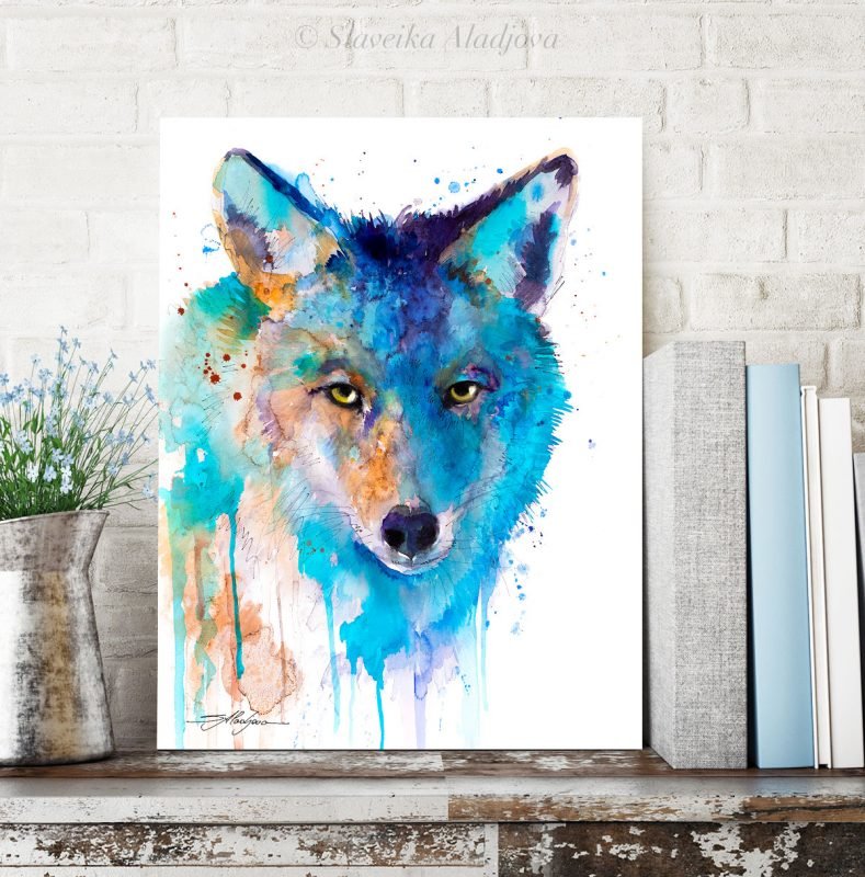 Coyote Watercolor Painting Print By Slaveika Aladjova