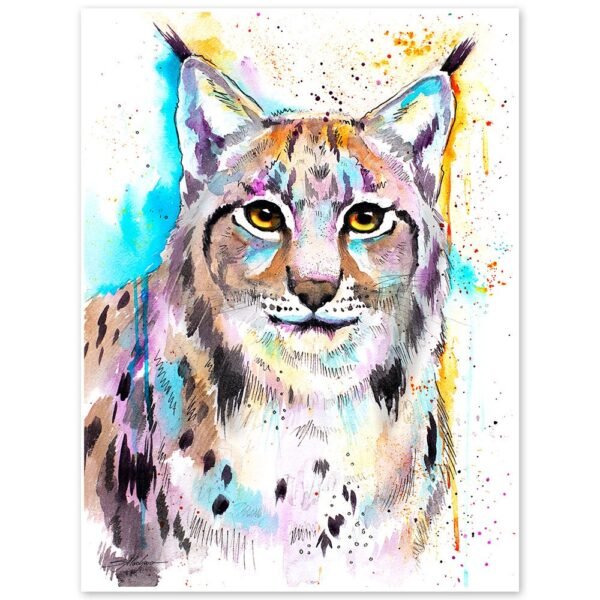 Eurasian lynx watercolor painting print by Slaveika Aladjova