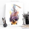 Giant golden-crowned flying fox watercolor 2 Golden-capped fruit bat