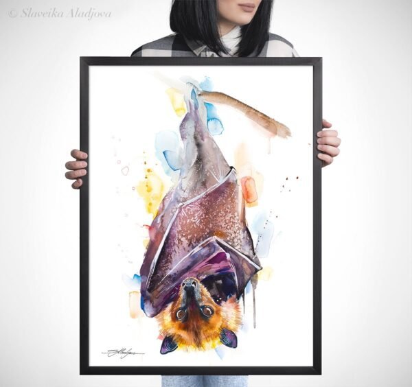 Giant golden-crowned flying fox watercolor 5 Golden-capped fruit bat