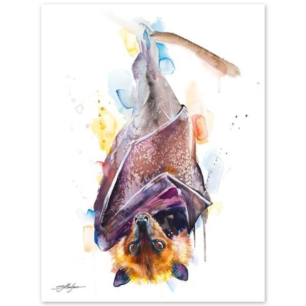 Giant golden-crowned flying fox watercolor 7 Golden-capped fruit bat