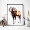 Mouflon ram watercolor 3 Mouflon ram