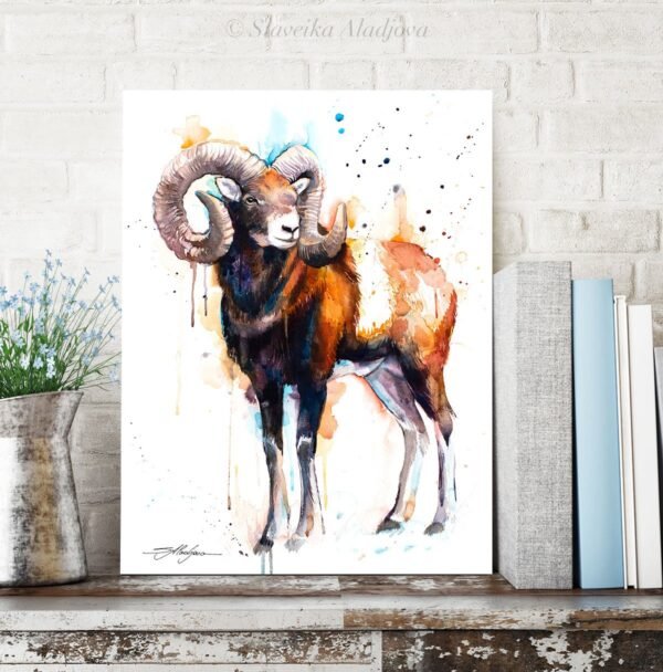 Mouflon ram watercolor 4 Mouflon ram