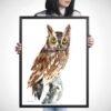 Screech Owl Watercolor Print by Luke Kanelov
