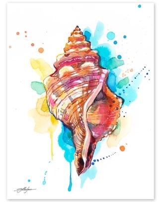 Seashell watercolor painting print by Slaveika Aladjova