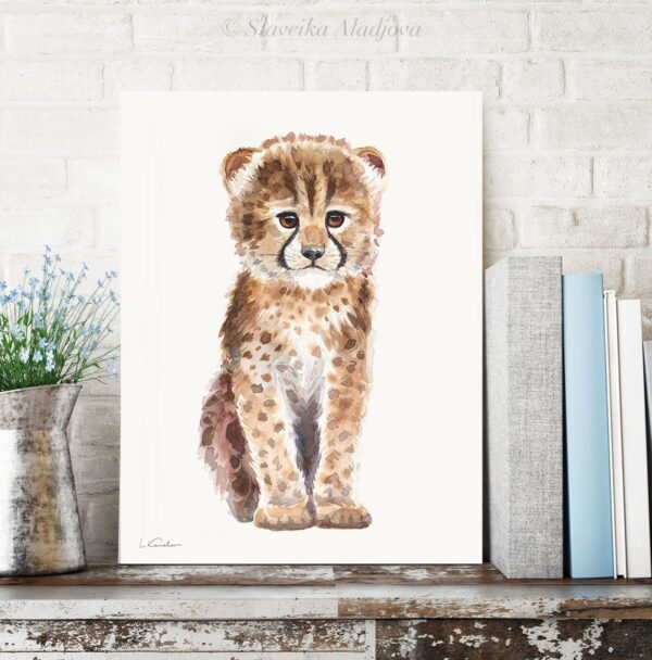 Baby Cheetah Watercolor KA00562 Baby Cheetah