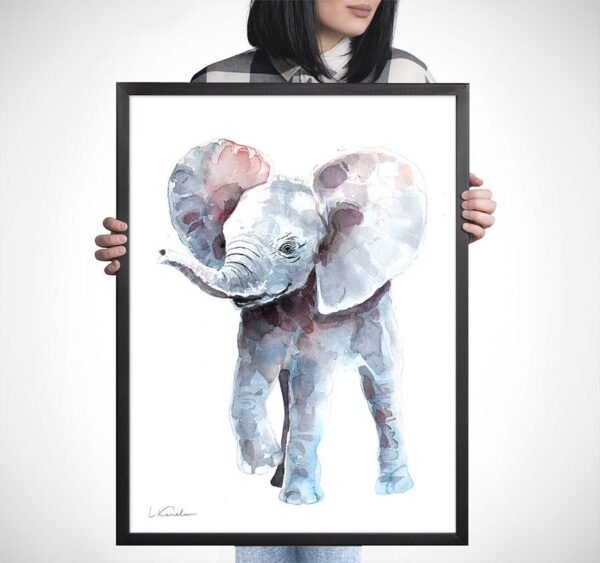 Baby Elephant Watercolor KA00463 Baby Elephant Watercolor Print