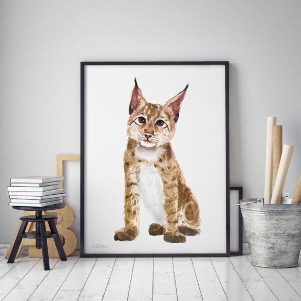 Baby Eurasian Lynx Watercolor KA00577 Eurasian Lynx Watercolor Print