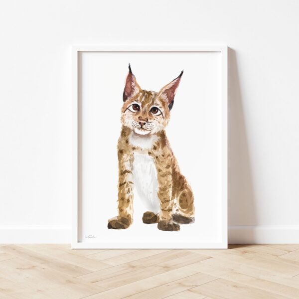 Baby Eurasian Lynx Watercolor KA00579 Eurasian Lynx Watercolor Print