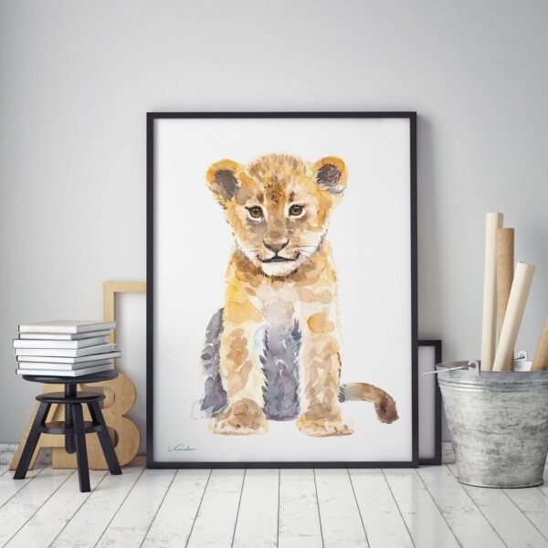 Lion Cub Watercolor canvas Lion Cub Watercolor canvas