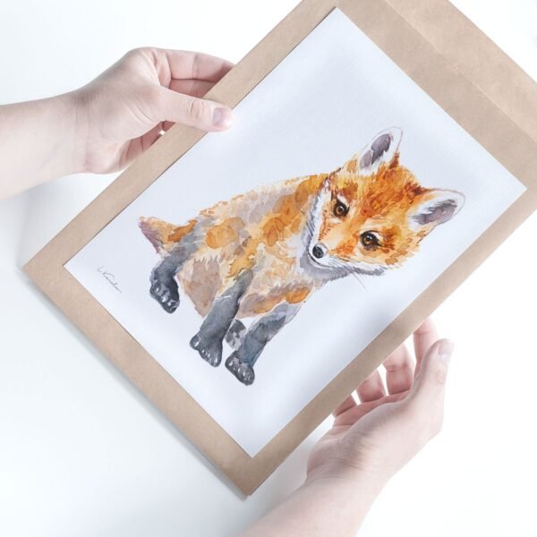 Baby Red Fox Watercolor KA004812 Red Fox Watercolor Print