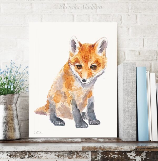 Baby Red Fox Watercolor KA00482 Red Fox Watercolor Print