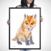 Baby Red Fox Watercolor KA00483 Red Fox Watercolor Print