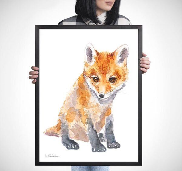Baby Red Fox Watercolor KA00483 Red Fox Watercolor Print
