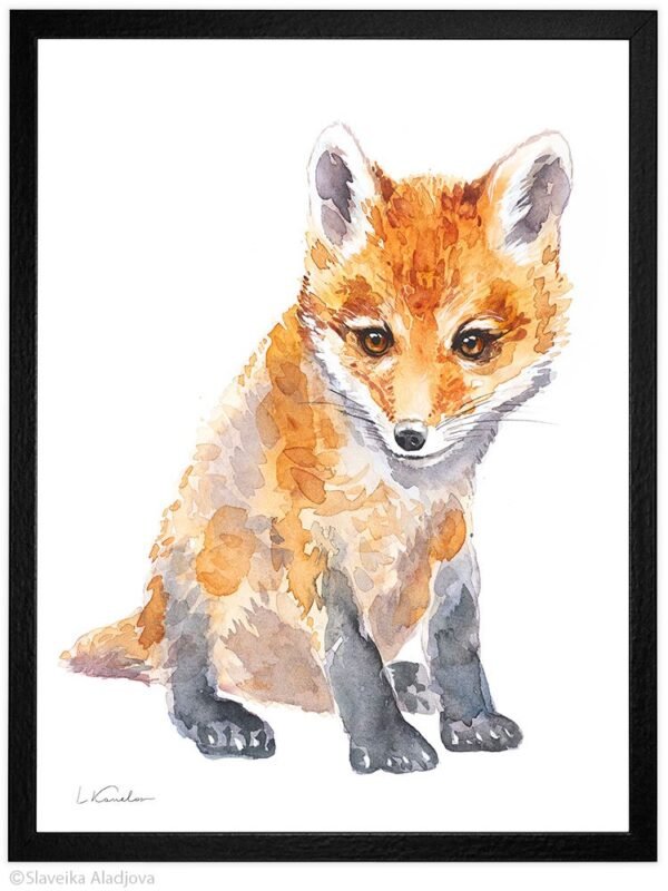 Baby Red Fox Watercolor KA00484 Red Fox Watercolor Print