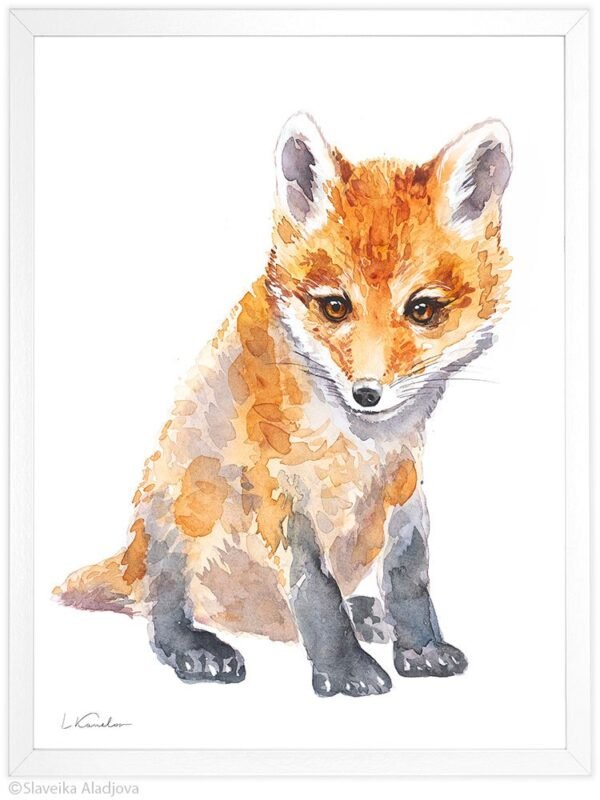 Baby Red Fox Watercolor KA00485 Red Fox Watercolor Print