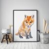 Baby Red Fox Watercolor KA00487 Red Fox Watercolor Print Large Canvas
