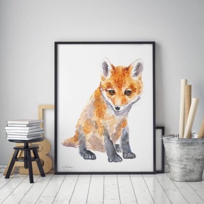 Red Fox Watercolor Print Large Canvas