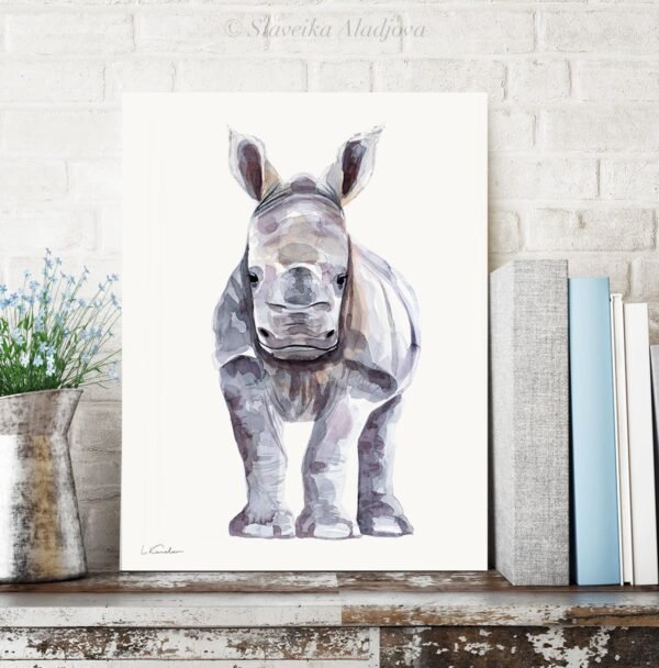 Baby Rhino Watercolor 2 Baby Rhino Watercolor