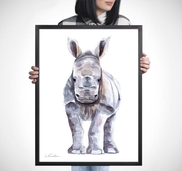 Baby Rhino Watercolor 3 Baby Rhino Watercolor