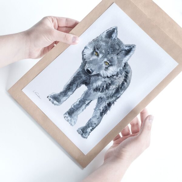 Black Wolf Watercolor, Kids Room Decor, Baby Nursery Prints by Luke Kanelov