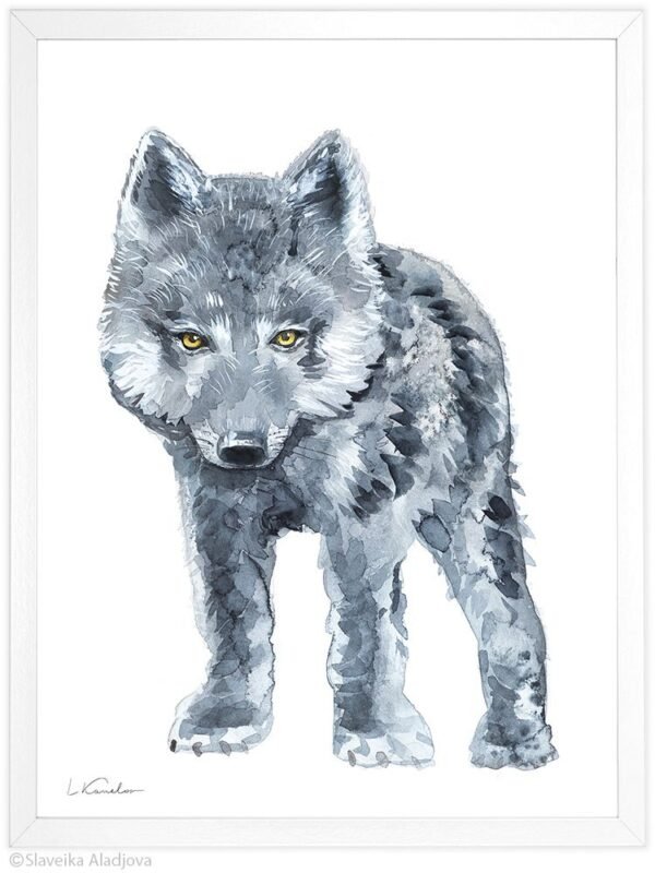 Black Wolf Watercolor, Kids Room Decor, Baby Nursery Prints by Luke Kanelov