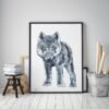 Black Wolf Watercolor, Kids Room Decor, Baby Nursery Prints by Luke Kanelov