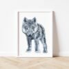 Black Wolf Watercolor, Kids Room Decor, Baby Nursery Prints by Luke Kanelov