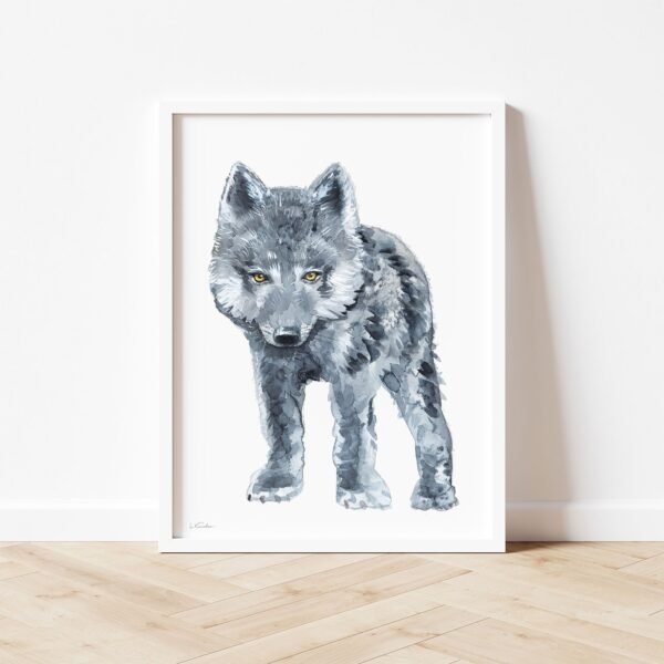 Black Wolf Watercolor, Kids Room Decor, Baby Nursery Prints by Luke Kanelov