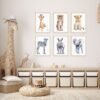 Giraffe, Rhino, Lion, Elephant, Zebra, Cheetah prints
