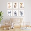 Giraffe, Rhino, Lion, Elephant, Zebra, Cheetah prints