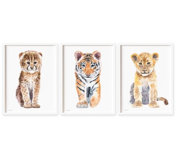 Set of 3 prints Cheetah Tiger and Lion Watercolor Set of 3 prints Cheetah Tiger and Lion Watercolor