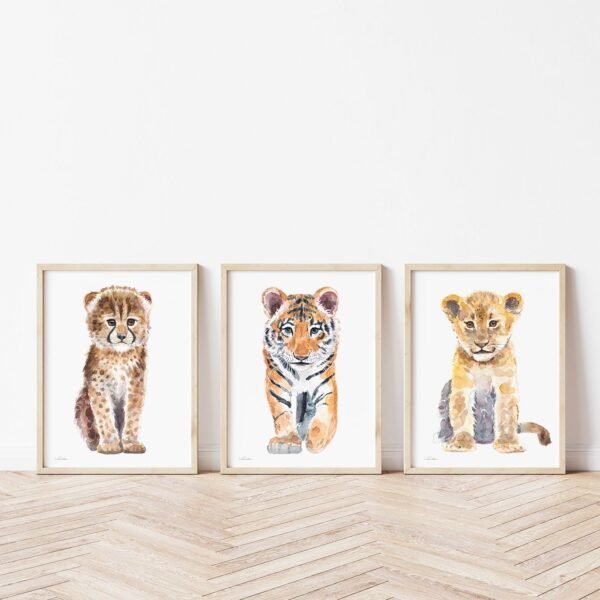 Set of 3 prints Cheetah Tiger and Lion Watercolor Set of 3 prints Cheetah Tiger and Lion Watercolor