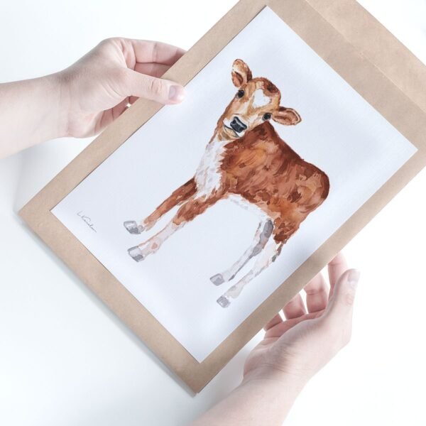 Baby Cow Watercolor Print