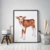 Baby Cow Watercolor Print