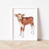 Baby Cow Watercolor Print