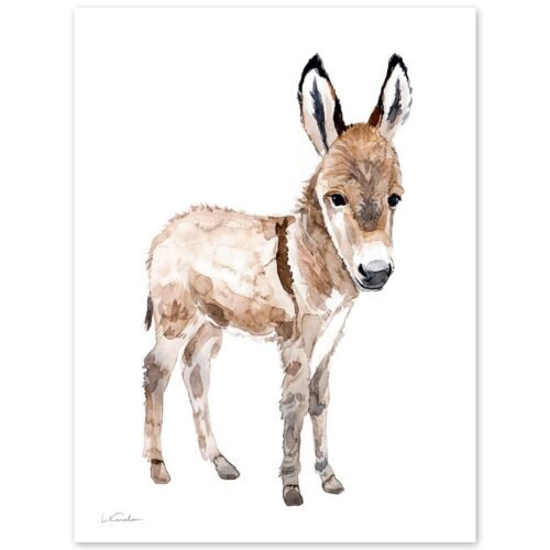 Baby Donkey Watercolor Print
