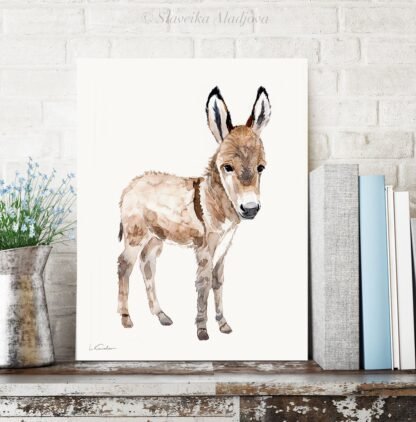 Baby Donkey Watercolor Print