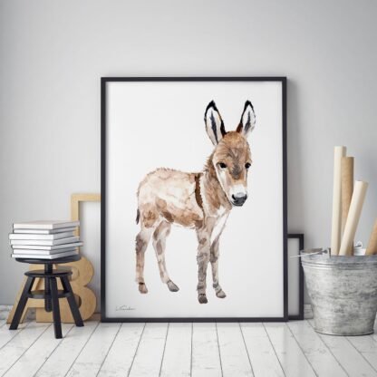 Baby Donkey Watercolor Print