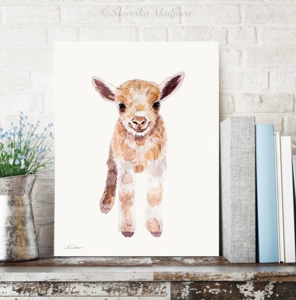 Baby Goat Watercolor Print Baby Goat Watercolor Print