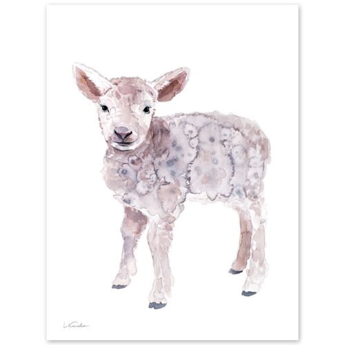 Baby Lamb Watercolor Print