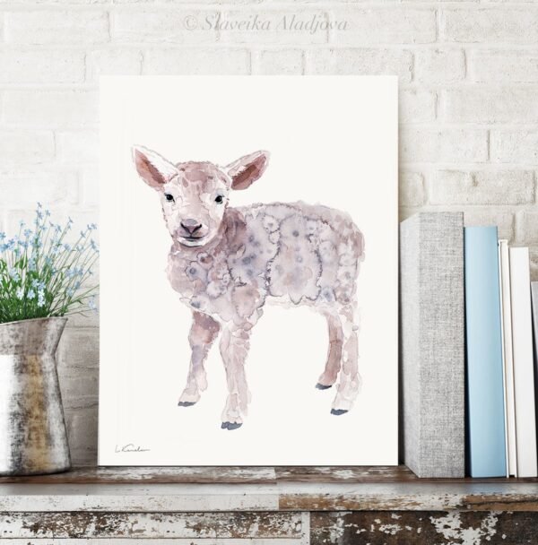 Baby Lamb Watercolor Print Baby Lamb Watercolor Print