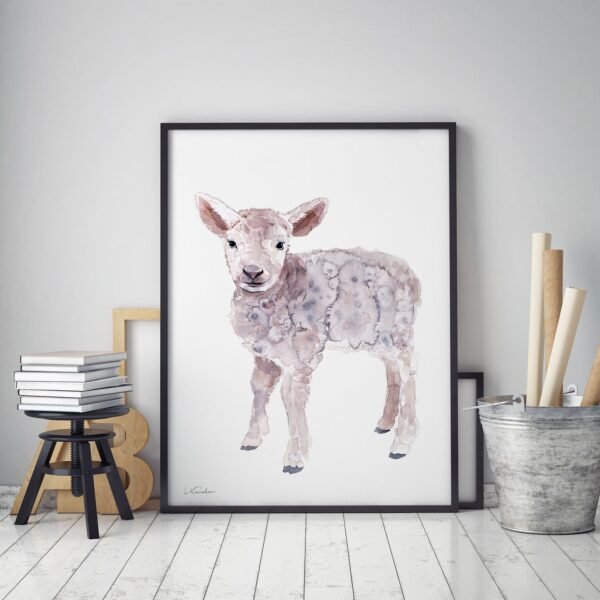 Baby Lamb Watercolor Print Baby Lamb Watercolor Print
