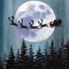 Christmas, Santa Claus, Sleigh, Reindeer, Moon