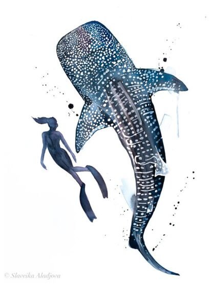 Freediver with Whale Shark