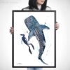 Freediver with Whale Shark Freediver with Whale Shark