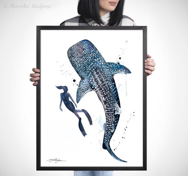 Freediver with Whale Shark Freediver with Whale Shark