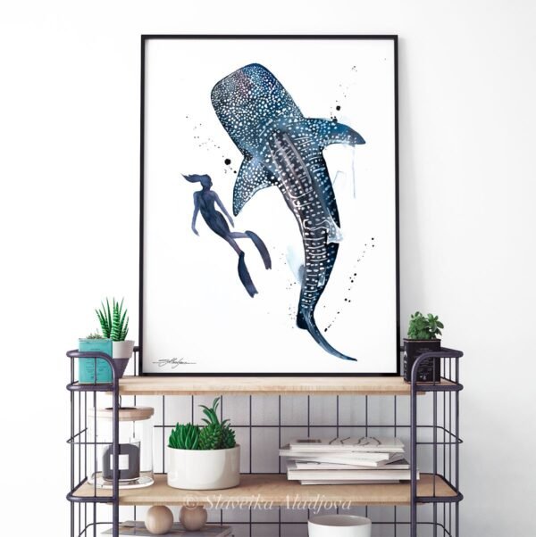 Freediver with Whale Shark Freediver with Whale Shark